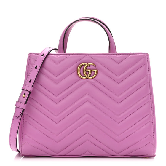 GUCCI Calfskin Matelasse Small GG Marmont Tote Candy Mousse 1153029