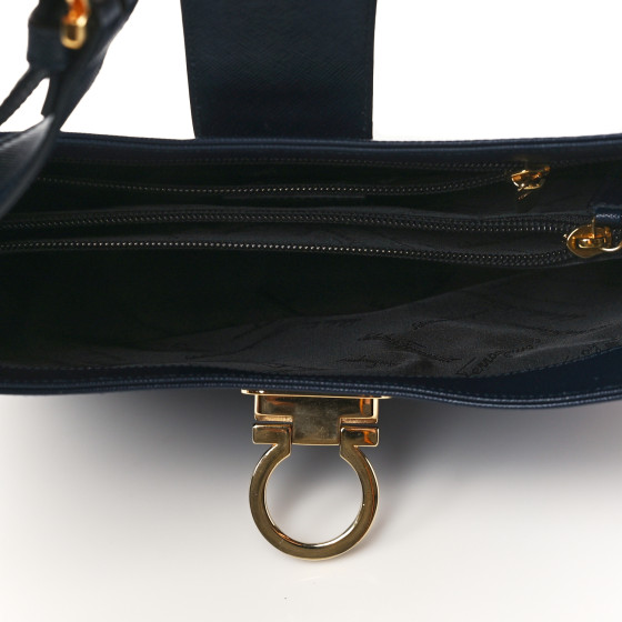 SALVATORE FERRAGAMO Hammered Calfskin Trifolio Shoulder Bag