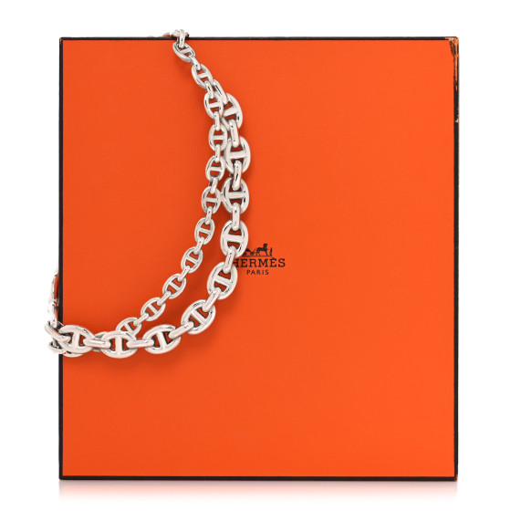 HERMES Sterling Silver Chaine d'Ancre Enchainee Collar