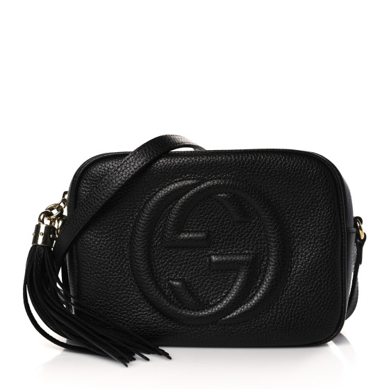 GUCCI Pebbled Calfskin Small Soho Disco Bag Black 1239349 FASHIONPHILE