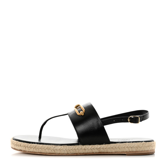 HERMES Goatskin Eloise Espadrille Sandals 41 Black 1240457