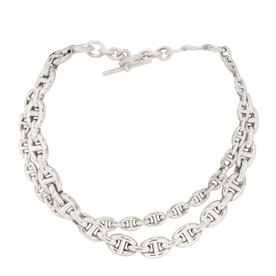 HERMES Sterling Silver Chaine d'Ancre Enchainee Collar