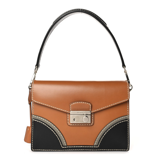 PRADA Vitello Stitched Tri-Color Sound Top Handle Shoulder