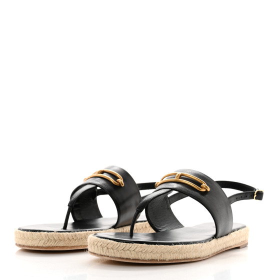 HERMES Goatskin Eloise Espadrille Sandals 41 Black 1240457