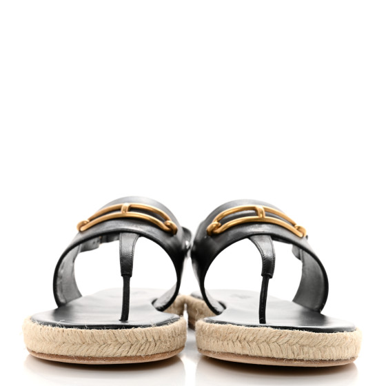 【さりげなく主張♪】 HERMES エペロンドール シズレ ヨークタイ HERMES Goatskin Eloise Espadrille Sandals 41 Black 1240457