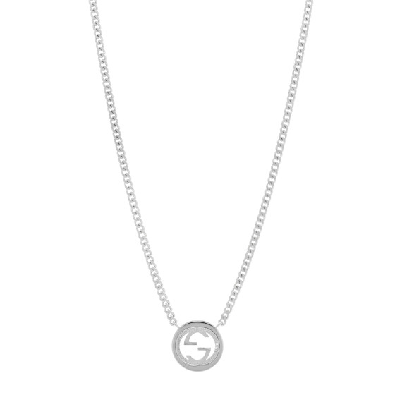 GUCCI Sterling Silver Interlocking G Textured Pendant