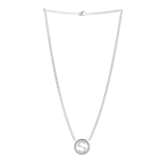 GUCCI Sterling Silver Interlocking G Textured Pendant
