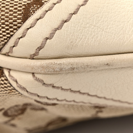 GUCCI Monogram Medium New Britt Half Moon Hobo White 1522472