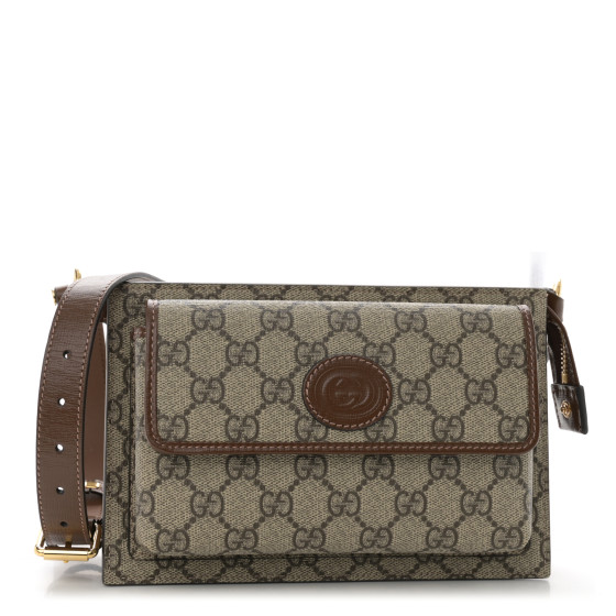 【GUCCI 】GG Supreme Wallet Belt Bag BEIGE EBONY GUCCI GG Supreme Monogram Canvas Interlocking G Belt Bag