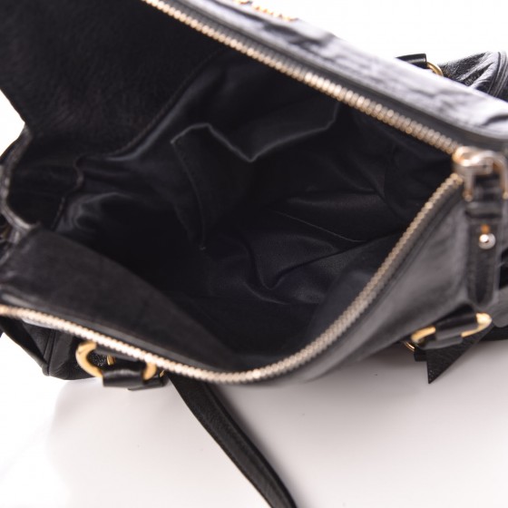 MIU MIU Vitello Lux Mini Bow Bag Black 327828 | FASHIONPHILE