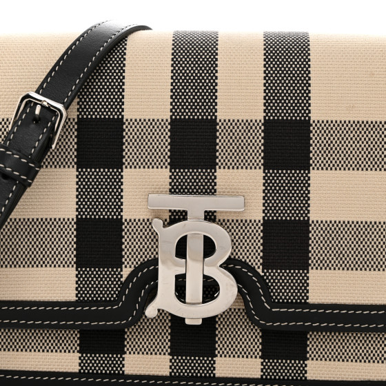 BURBERRY Calfskin Tartan Print Small TB Bag Black 1577074