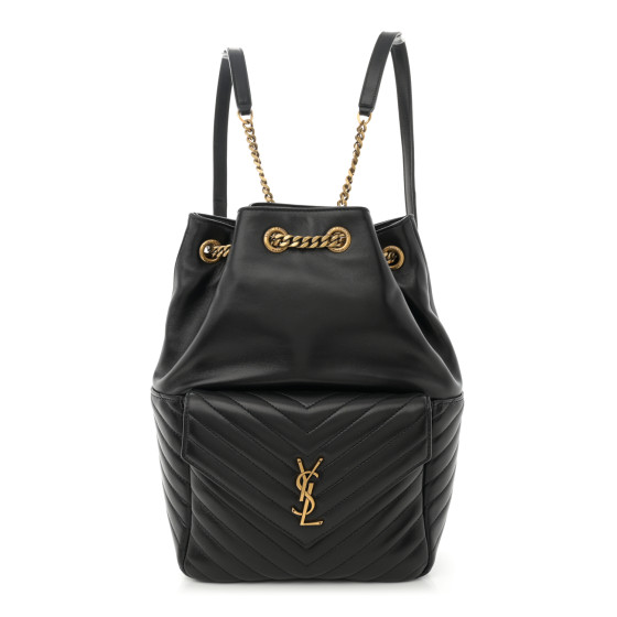 SAINT LAURENT Lambskin Matelasse Monogram Joe Backpack Black