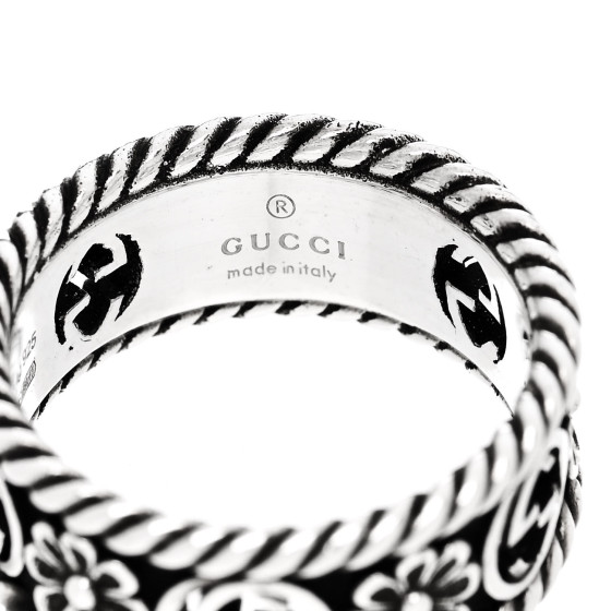 GUCCI Sterling Silver Interlocking G Flower Ring 50 5.5