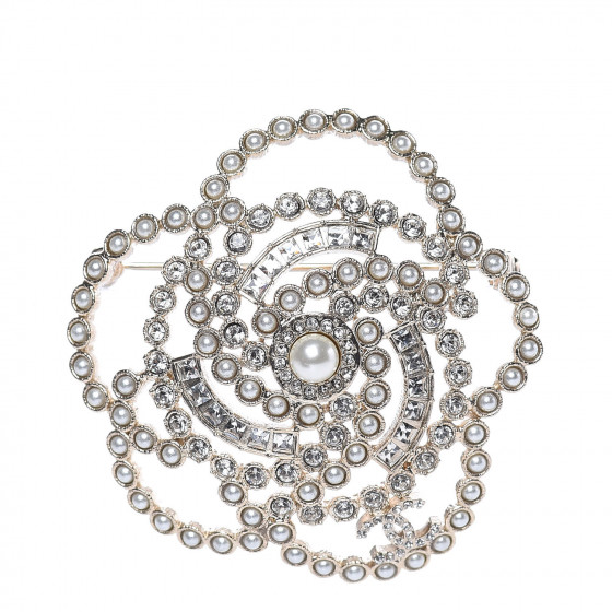 【CHANEL】CAMELIA BROOCH カメリア ブローチ Chanel White Fabric Camelia CC Flower Camellia Pin Brooch