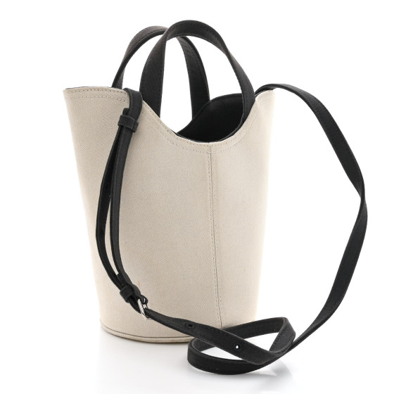 BALENCIAGA Cotton Canvas Calfskin New Wave Tote XS Natural