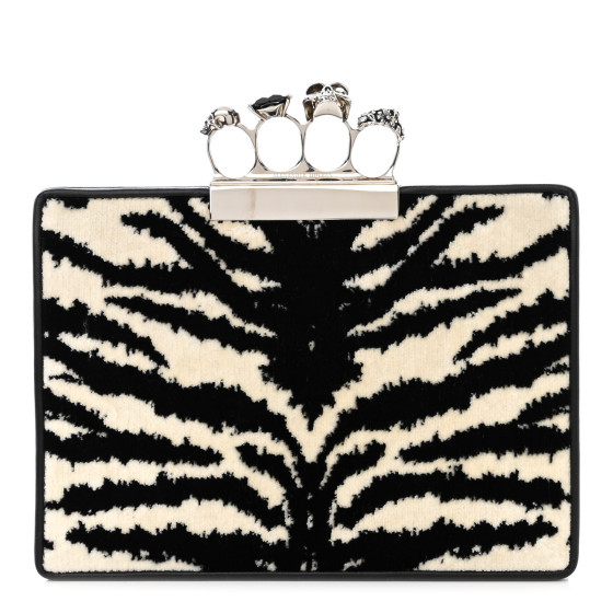 ALEXANDER MCQUEEN Calf Hair Zebra Print Knuckle Box Clutch