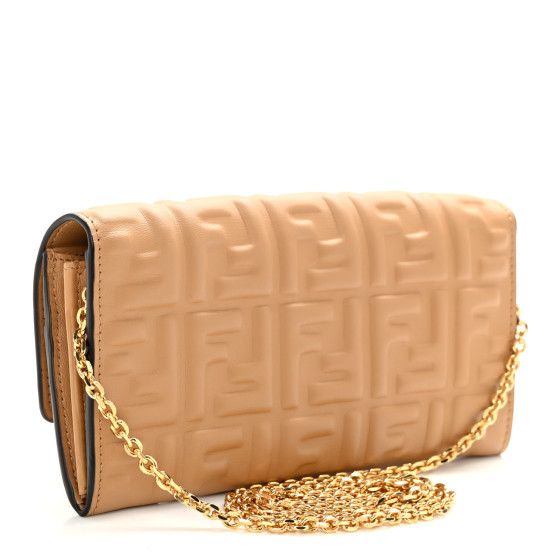 FENDI Nappa Matisse FF Embossed Continental Wallet On Chain