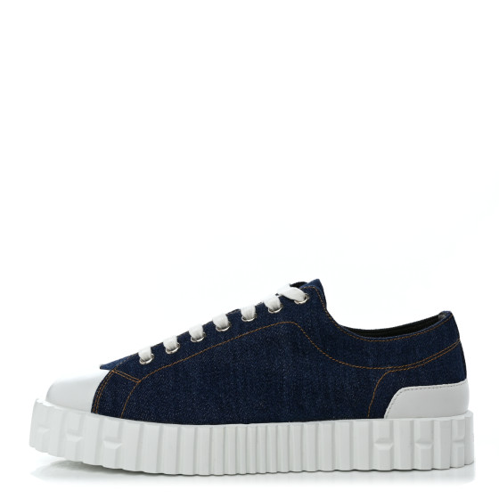 HERMES Denim Womens Cross Sneakers 37 Bleu