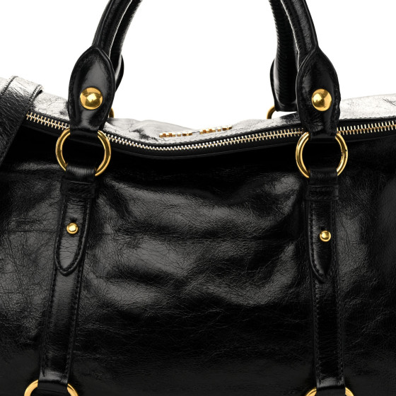 Miu Miu Black Leather Vitello Lux Top Handle Bag | Yoogi's