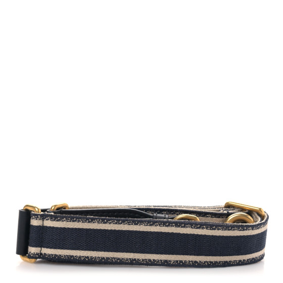 CHRISTIAN DIOR Canvas Embroidered Shoulder Strap Blue