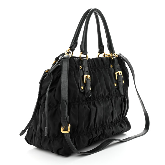 PRADA TESSUTO GAUFRE テスートゴーフル Prada Tessuto Gaufre Convertible Tote Bag - Black Totes