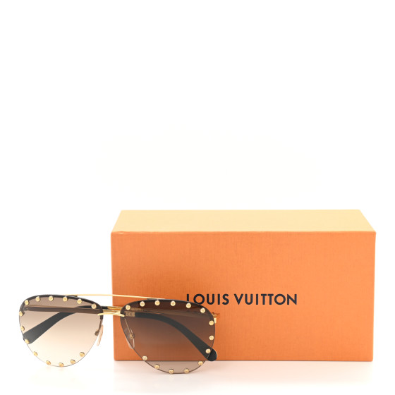 Louis Vuitton Studded Gold Tone/ Green Gradient Z1062U The Party Aviators  Sunglasses