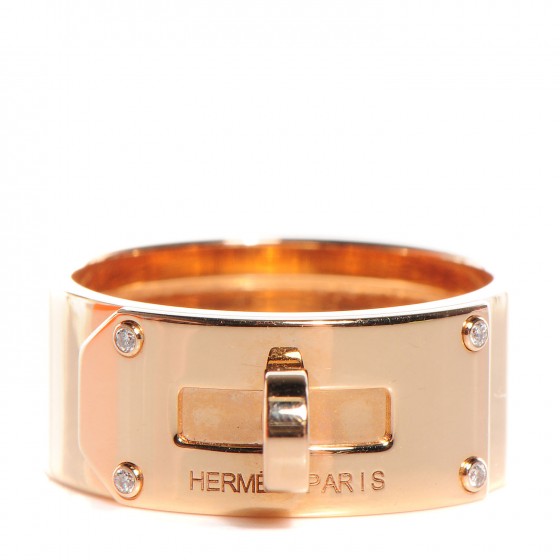 Hermes Kelly ring rose gold diamonds【関税込】 Hermes 18k Rose Gold and Diamonds Kelly Small Ring Size 5.25