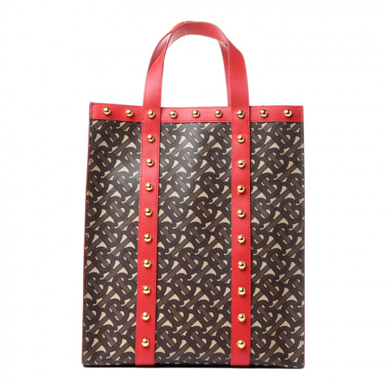 【関税&送料込】Burberry Embroidered Canvas Shopping Bag BURBERRY E-Canvas Monogram Studded Medium Portrait Tote Bag