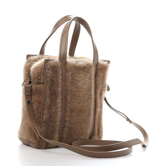 BALENCIAGA バザール BALENCIAGA Shearling XS Bazar Shopper Tote Beige 647089