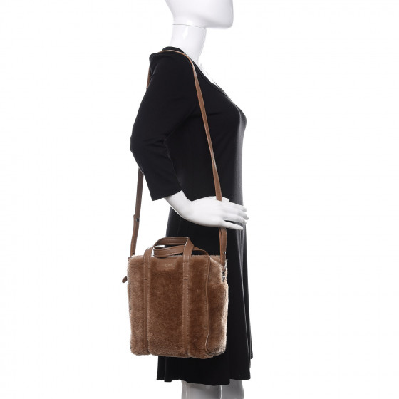 BALENCIAGA Shearling XS Bazar Shopper Tote Beige 647089