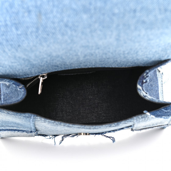 BALENCIAGA Denim Patchwork Small Hourglass Top Handle Bag