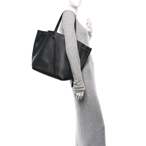 CELINE Soft Grained Calfskin Small Belt Cabas Phantom Black
