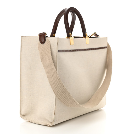 FENDI Canvas Vitello King Logo Embroidered Medium Fendi
