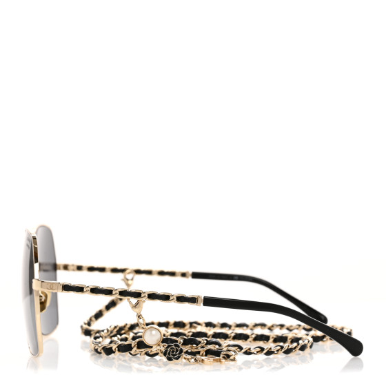 CHANEL Metal Polarized Square Frame Chain Sunglasses 4274-Q