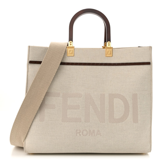 FENDI Canvas Vitello King Logo Embroidered Medium Fendi