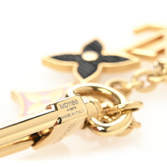 LOUIS VUITTON Brass Enamel Fleur De Monogram Bag Charm Chain