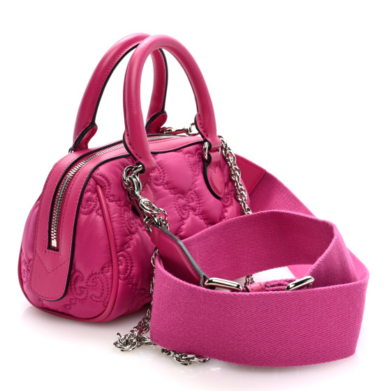 GUCCI Nylon Calfskin Enamel GG Matelasse Mini Bowler Bag