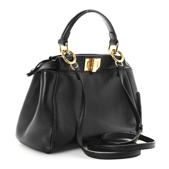 FENDI Nappa Mini Peekaboo Iconic Satchel Black 1695394