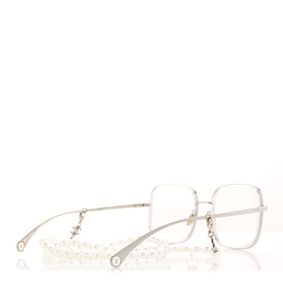 CHANEL Metal Removable Pearl Chain Square Eyeglasses 2195-S