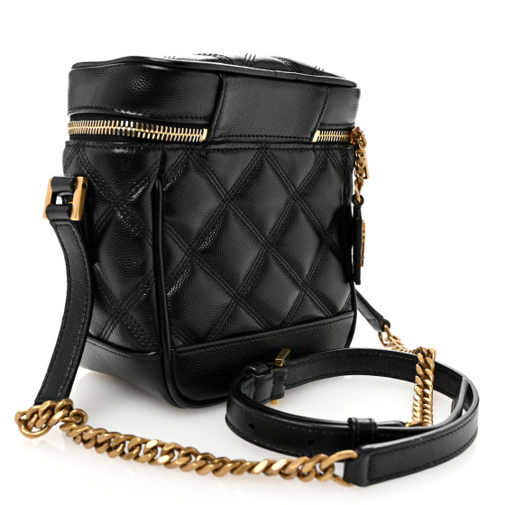 SAINT LAURENT Grain de Poudre Quilted 80's Vanity Bag Black