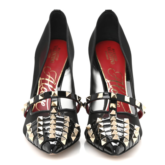 VALENTINO GARAVANI Mesh Patent Rockstud Alcove 100mm Pumps