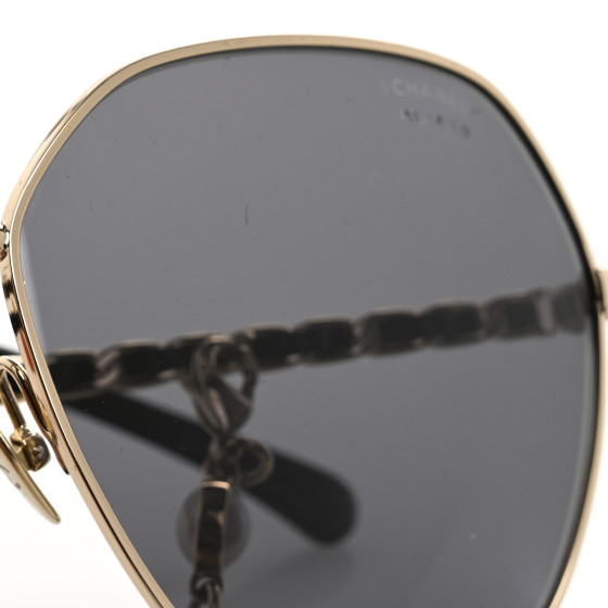 CHANEL Metal Polarized Square Frame Chain Sunglasses 4274-Q