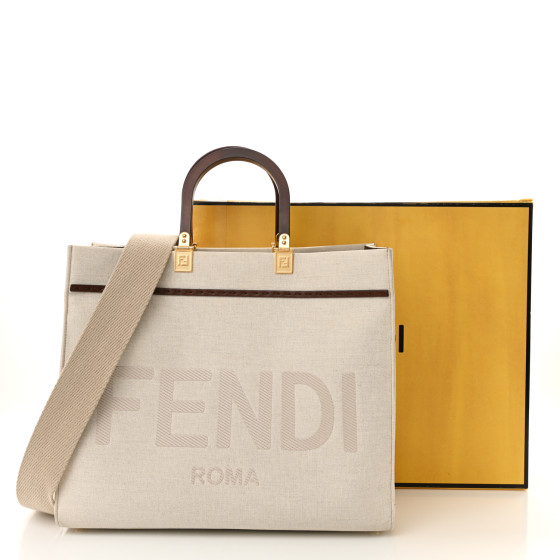 FENDI Canvas Vitello King Logo Embroidered Medium Fendi