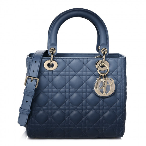 【ヴィンテージ】Rank:S☆Dior Blue Medium Cannage バック CHRISTIAN DIOR Lambskin Cannage Medium Lady Dior Blue