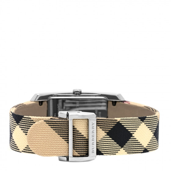 BURBERRY Stainless Steel Calfskin 25mm Heritage Nova Check