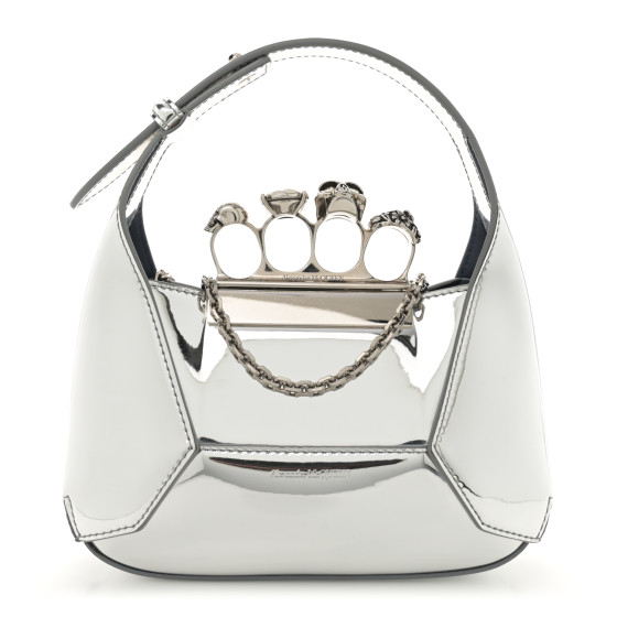 アクセサリーその他 ALEXANDER MCQUEEN Woman Jewel Silver 815524J161N 0926 ALEXANDER MCQUEEN Metallic Jeweled Mini Hobo Bag Silver