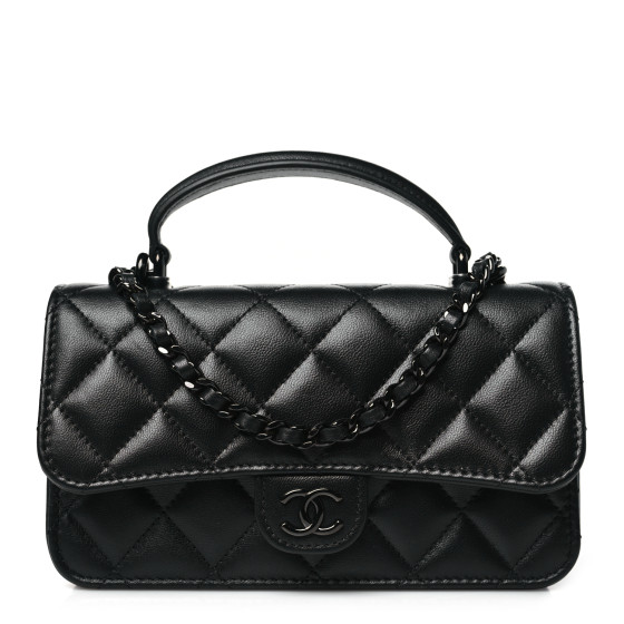 【CHANEL】small bag/phone holder with chain ghw★ブラック CHANEL Flap Phone Holder With Chain Bag Black Crossbody