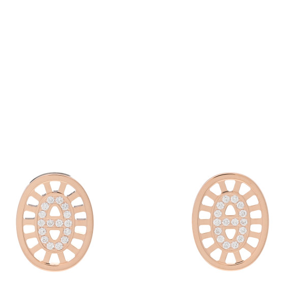 HERMES 18K Rose Gold Diamond Chaine d'Ancre Divine Stud