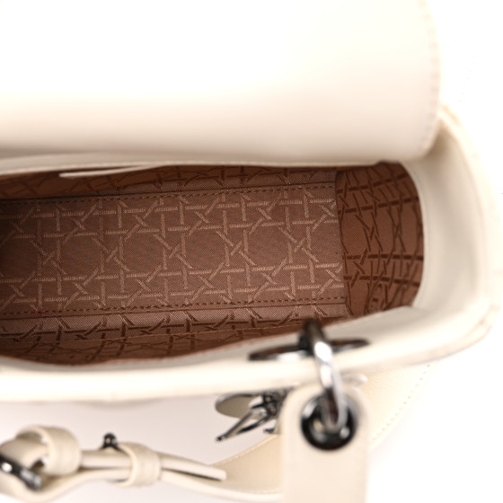 Christian Dior White Cannage Quilted Lambskin Leather My