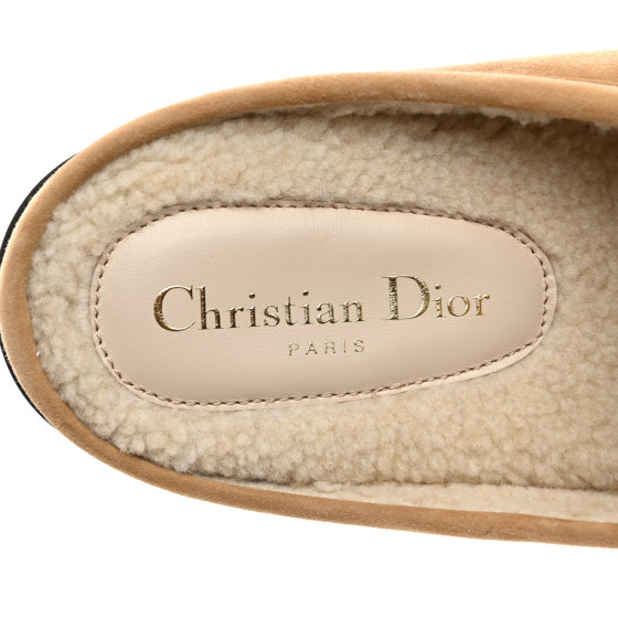 CHRISTIAN DIOR Suede Goatskin Boy Loafer Mule 38 Chestnut